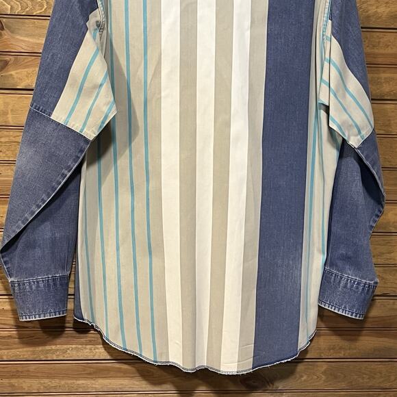 Vtg Wranglers Men’s Brushpopper Button Denim Striped Shirt 40’s-60’s 16.5x36 - Picture 9 of 16